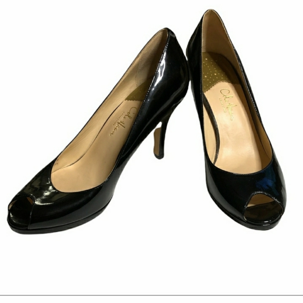 COLE HAAN NIKE AIR Carma Black Patent Heels Sz 8